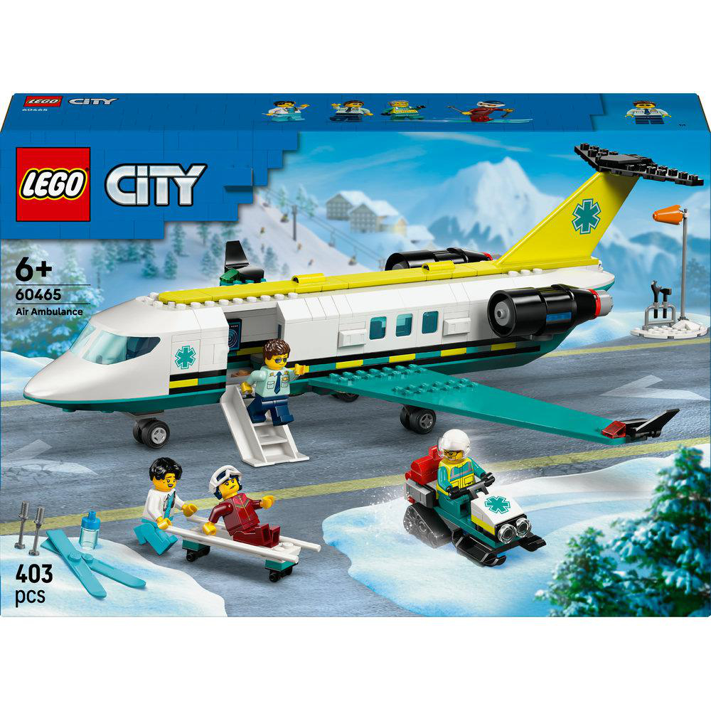 LEGO City Air Ambulance Set Box. Zeigt Flugzeug, Figuren und Zubehör.