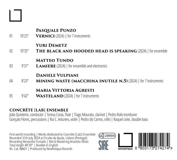 Albumcover mit Text. Schwarzer und weißer Text auf weißem Hintergrund. Songliste, Künstler und Albumdetails.