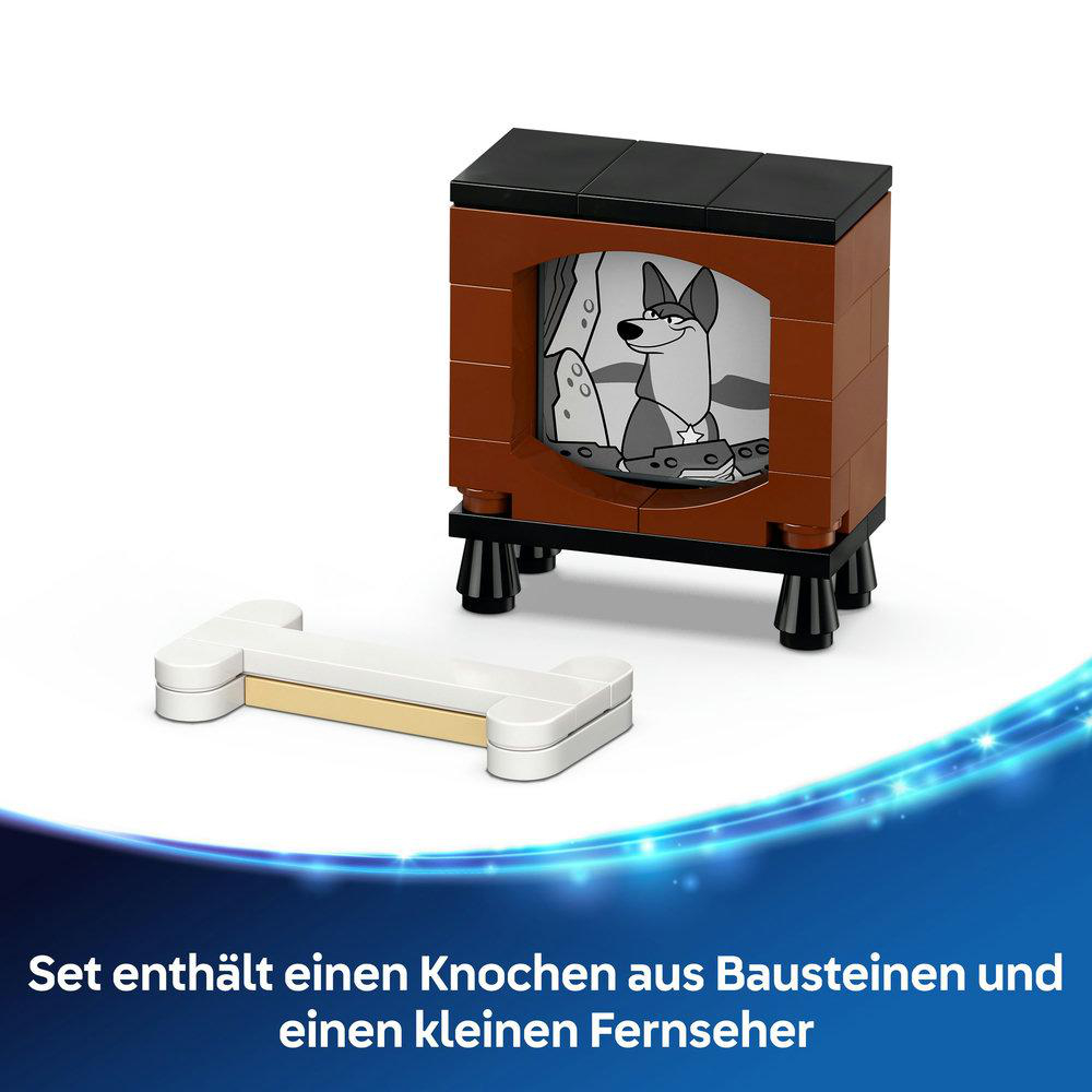 LEGO 101 Dalmatiner Set-Elemente. Enthält einen Knochen, einen Fernseher und ein Bild eines Hundes im Haus.