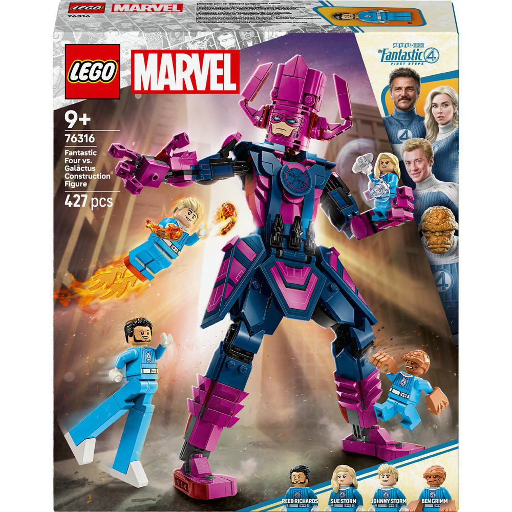 Lego Marvel Box-Set mit Galactus und den Fantastic Four, einschließlich Reed Richards und Sue Storm.