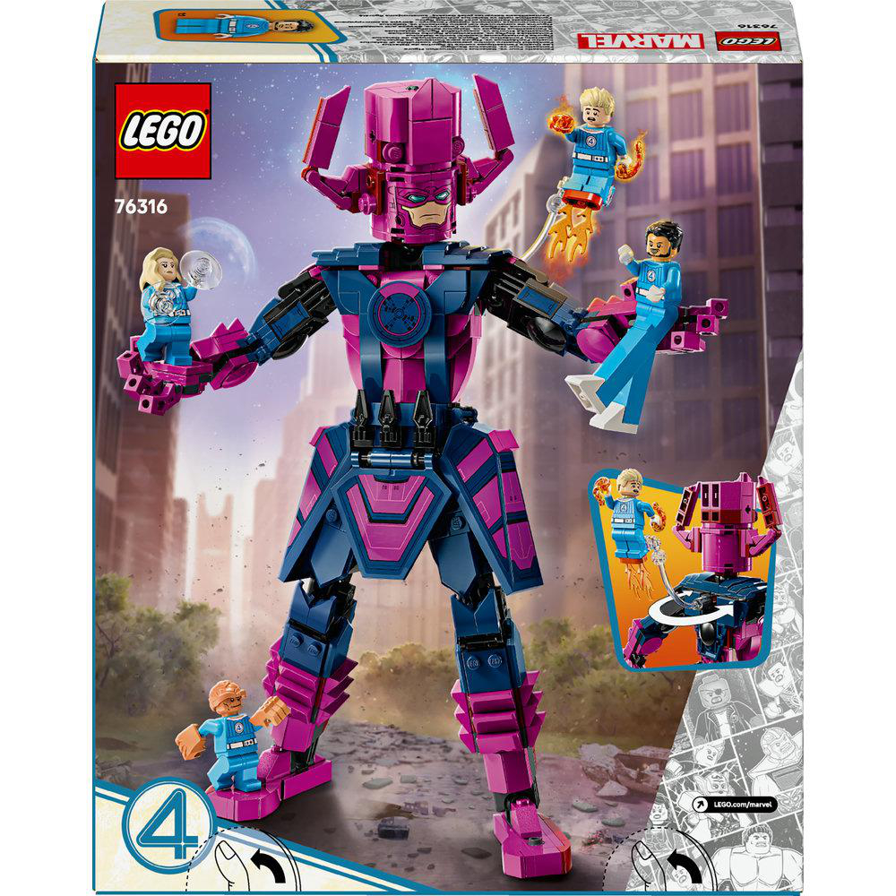 Lego Marvel Set-Box mit Galactus und den Fantastic Four, mit Human Torch und Invisible Woman.