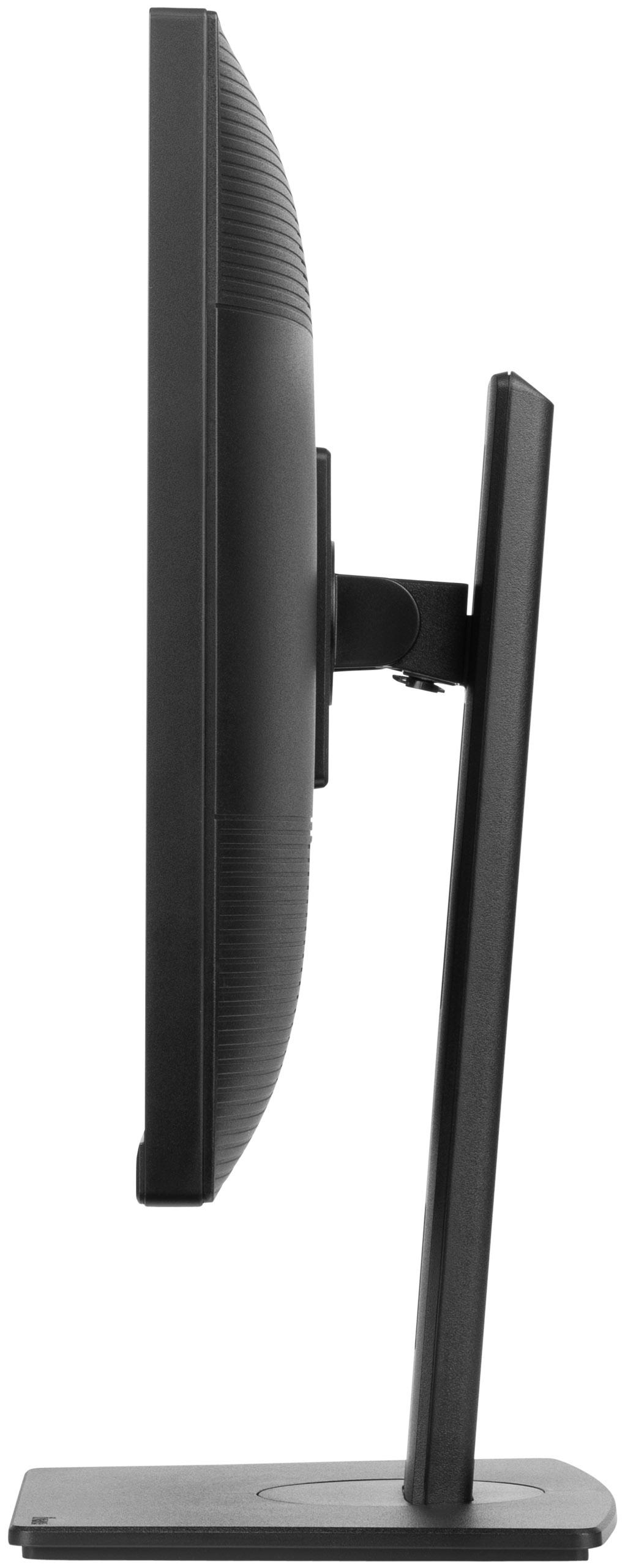 Seitenansicht eines schwarzen Iiyama-Monitors. Das Display ist leicht angewinkelt, so dass die Seite und der Ständer zu sehen sind.