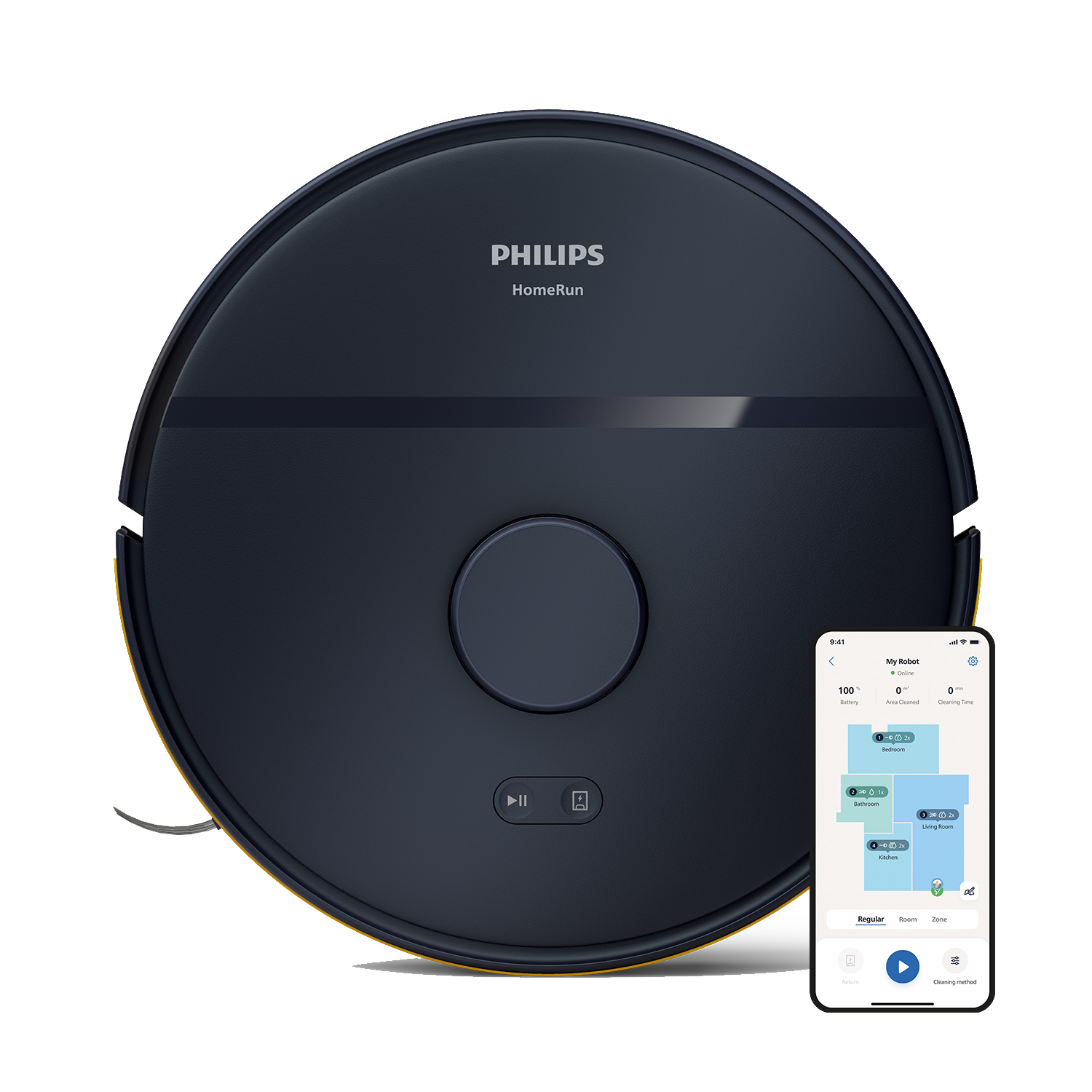 Philips Xu2000/15 Robotstofzuiger Met Dweilfunctie Donkerblauw afbeelding