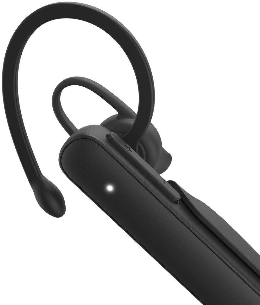 Fekete headset ívelt mikrofon kialakítással.