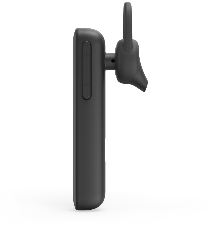 Fekete headset gombokkal és ívelt kialakítással.