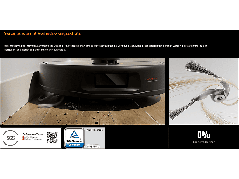 Roborock Qrevo 5AE Saugroboter mit Wischfunktion (Schwarz, Laufzeit: 3 h, mit Absaugstation) — Foto 4 von 5