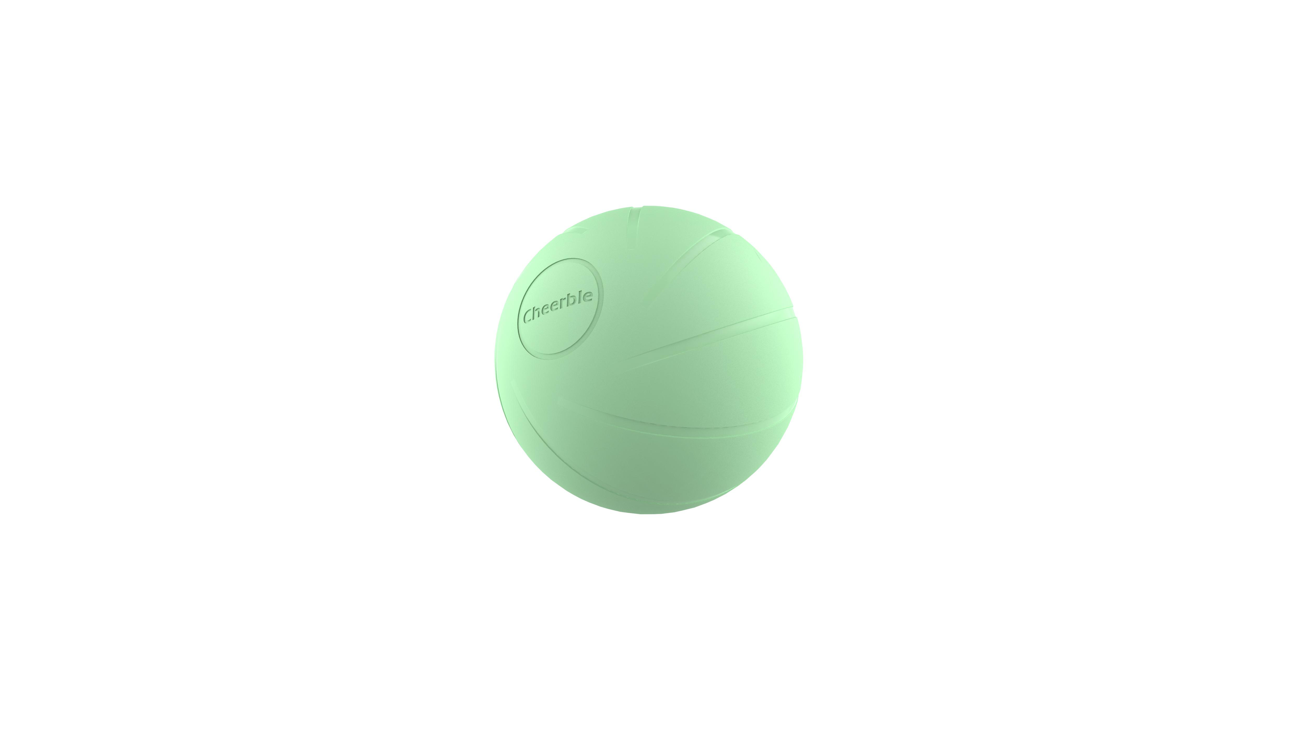 Ein hellgrüner Ball mit dem Wort "Cheerble" auf weißem Hintergrund.
