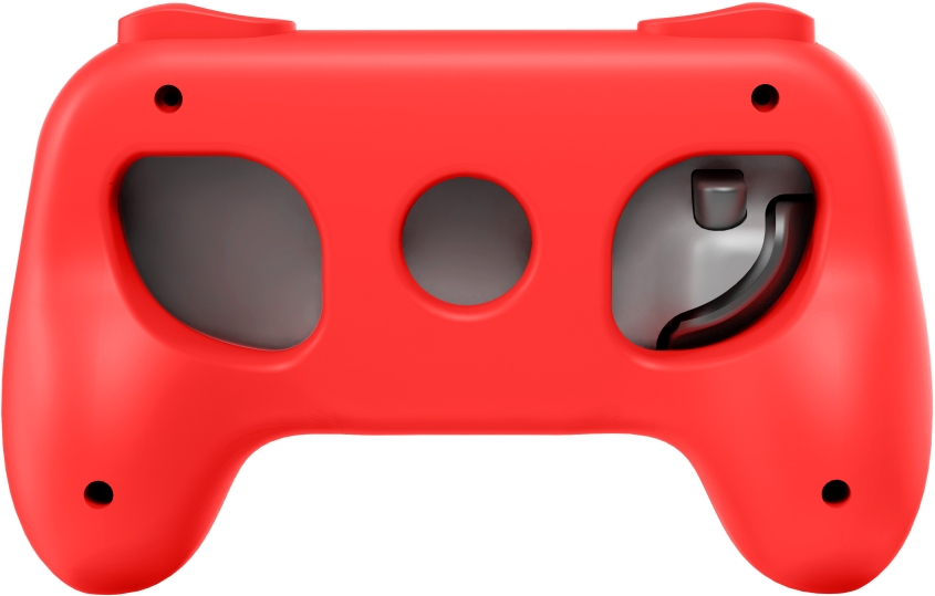 Rückansicht eines roten Joy-Con-Controllers mit Griffdesign.
