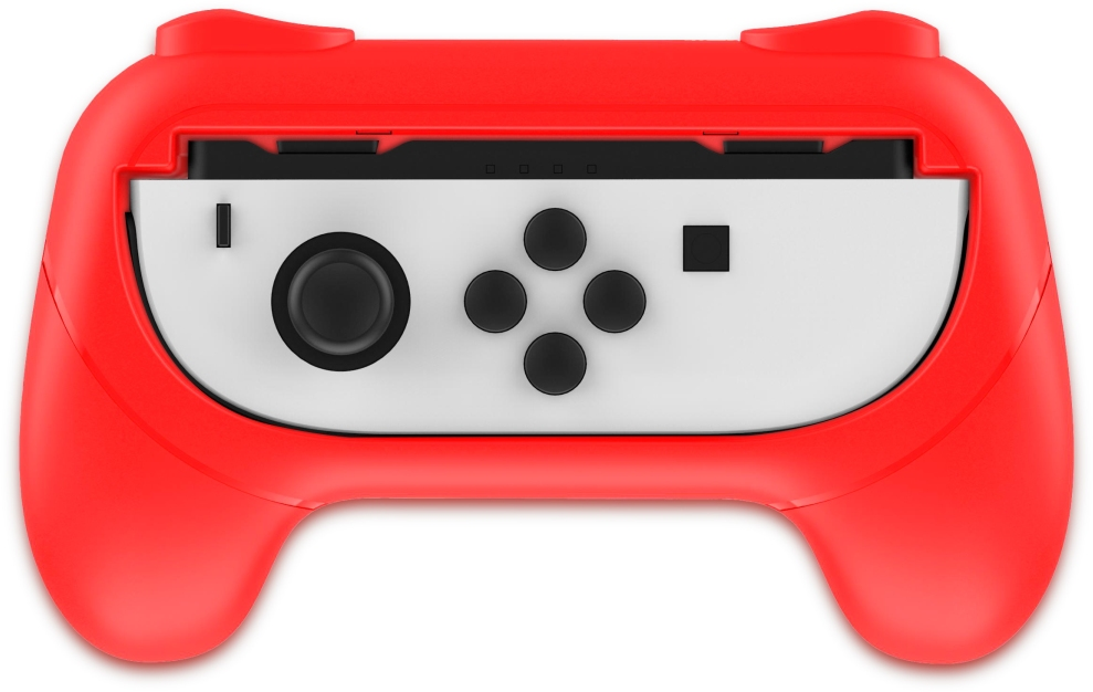 Roter Joy-Con-Controller mit angebrachten Knöpfen für Nintendo Switch.