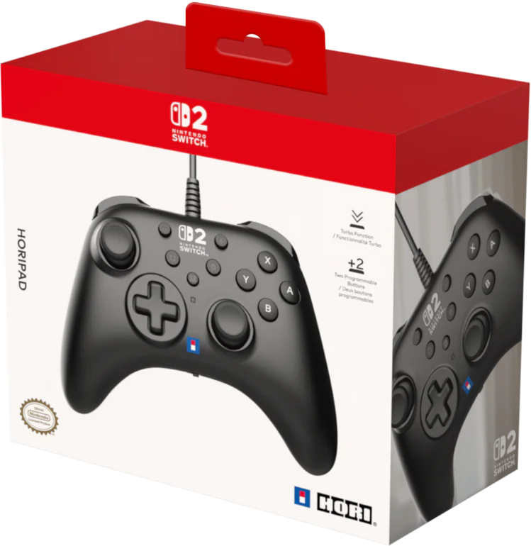 Schachtel mit schwarzem Nintendo Switch-Controller, Turbo-Funktion und programmierbaren Tasten.