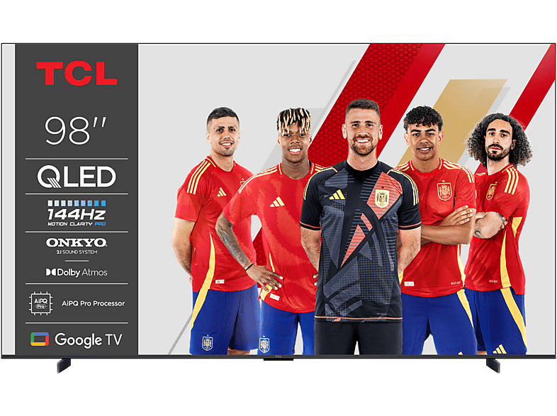 TV QLED 98" - TCL 98P8K, UHD 4K, AiPQ Pro, Smart by Google TV, DVB-T2 (H.265), 144 Hz, Compatible con Assistant, Negro