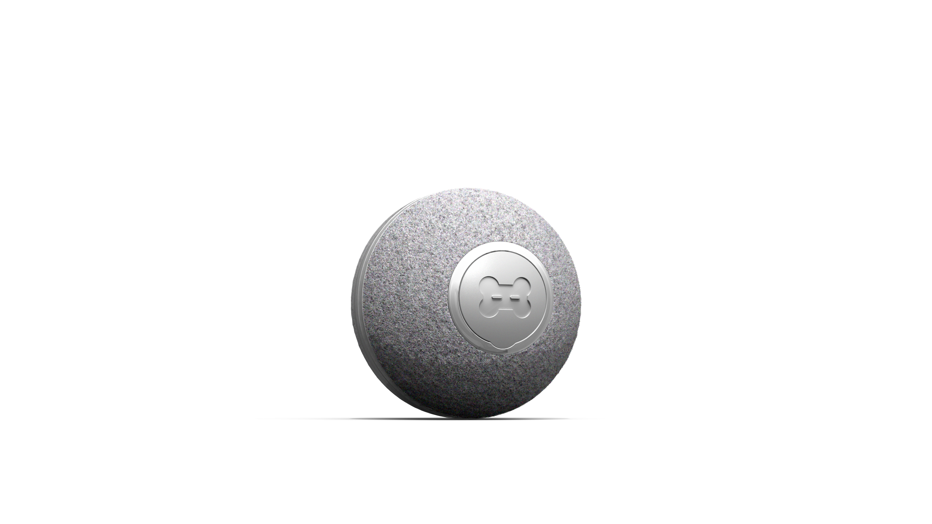 Grauer Ball mit dem Logo. Weißer Hintergrund.