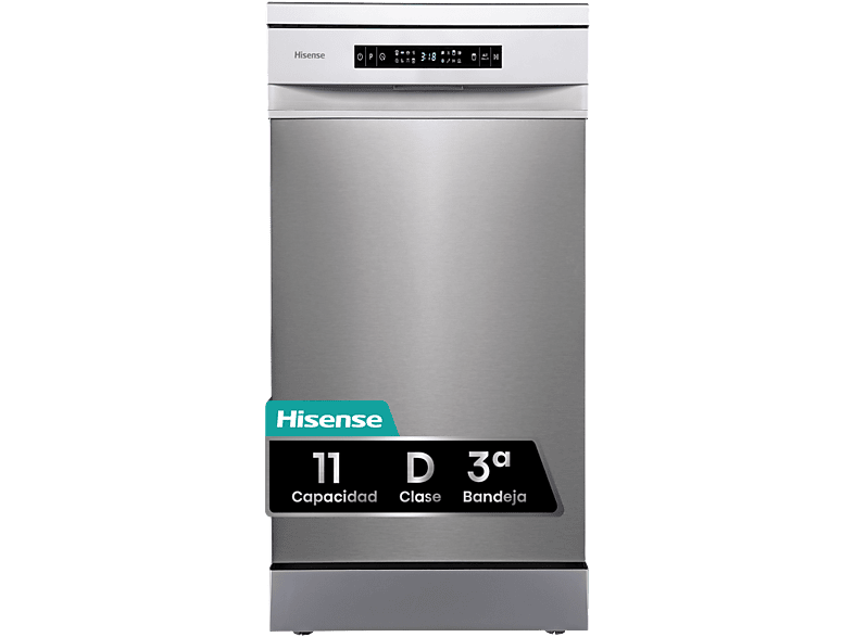 Hisense HS543D10X, 11 servicios, 8 programas , 44.8 cm, Motor Inverter, Tercera bandeja, Inox