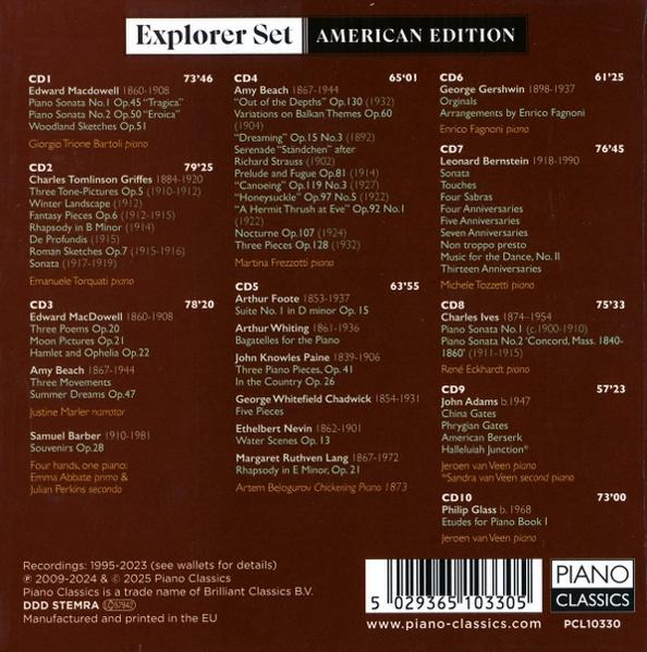 Eine weiße Seite mit Text über Musikaufnahmen und Informationen. Das Logo 'Piano Classics' ist sichtbar.