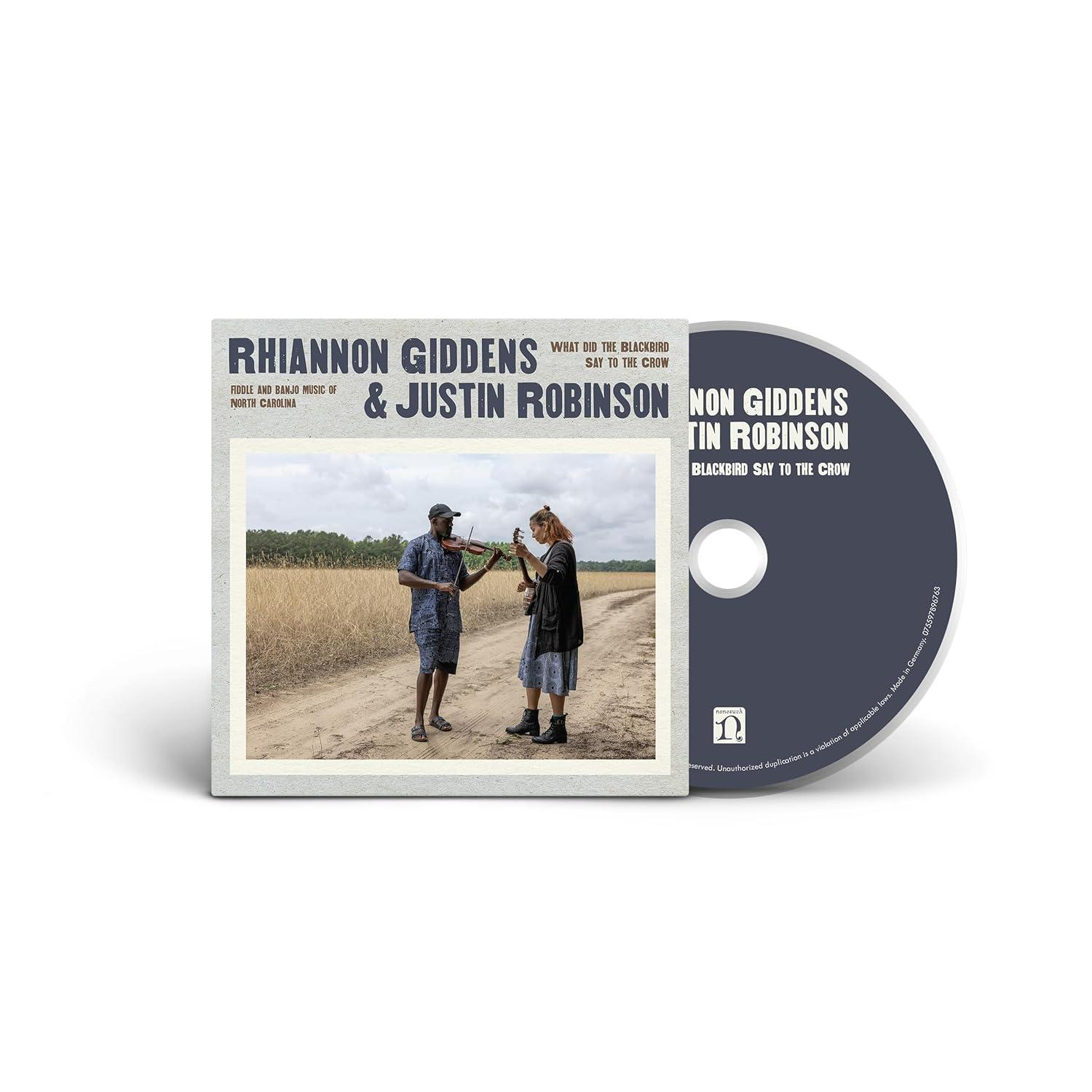 Album borító zenészekkel hegedülnek és bendzsóznak, valamint egy CD.