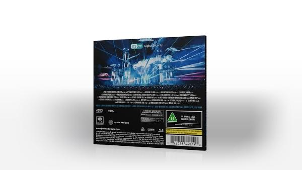 CD-Hülle hinten, Konzertbühnenbild, Text, schwarzer Hintergrund.