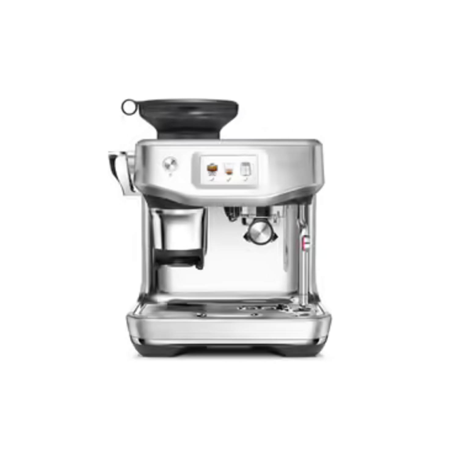 Silver espresso machine.