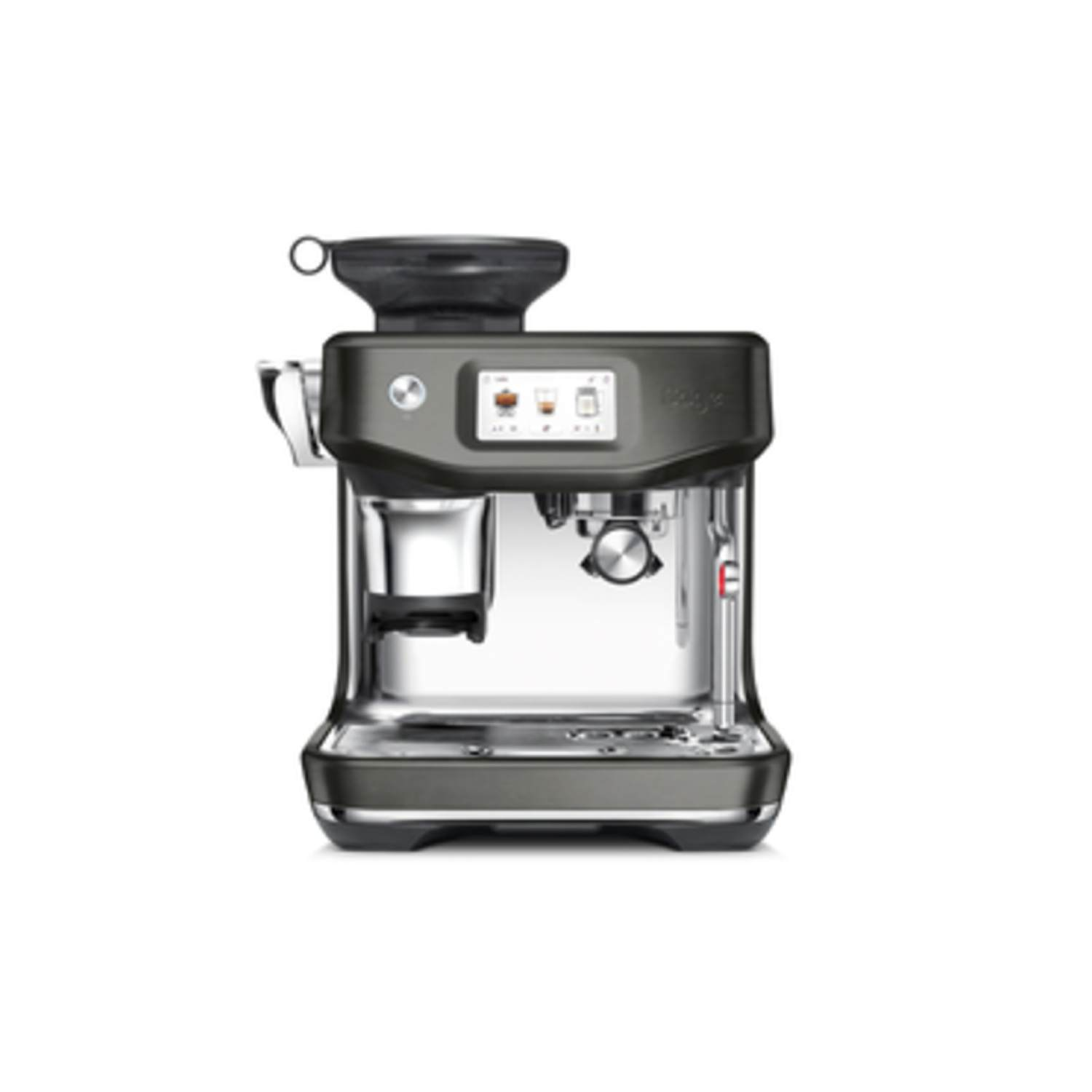 Silver espresso machine.