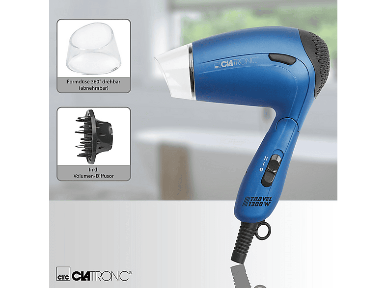 Clatronic HTD 3429 Reiseföhn Blau (1300 Watt, Klappgriff) — Foto 4 von 5