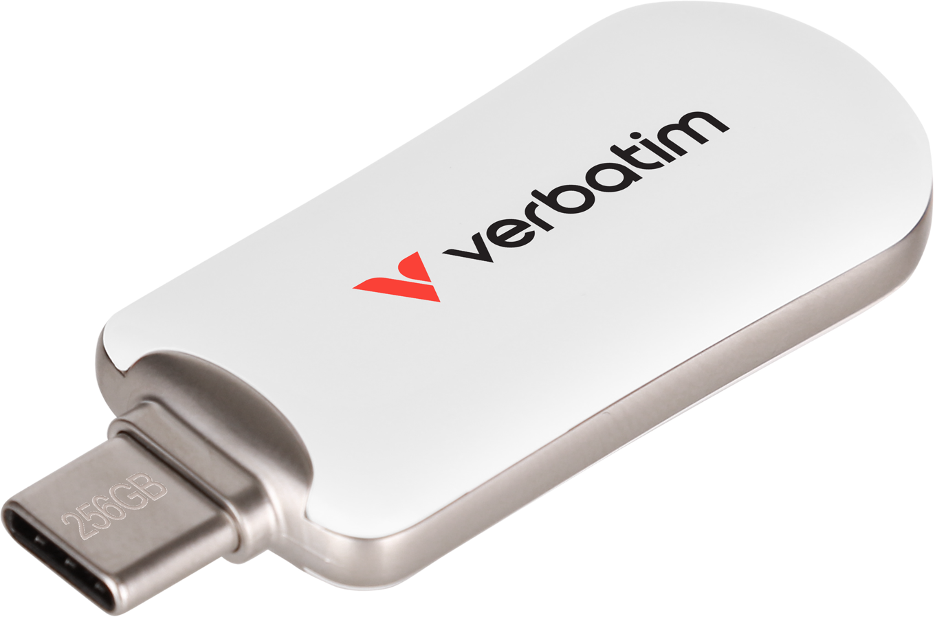 Fehér USB meghajtó Verbatim csomagoláson, 512 GB/Go kapacitással.