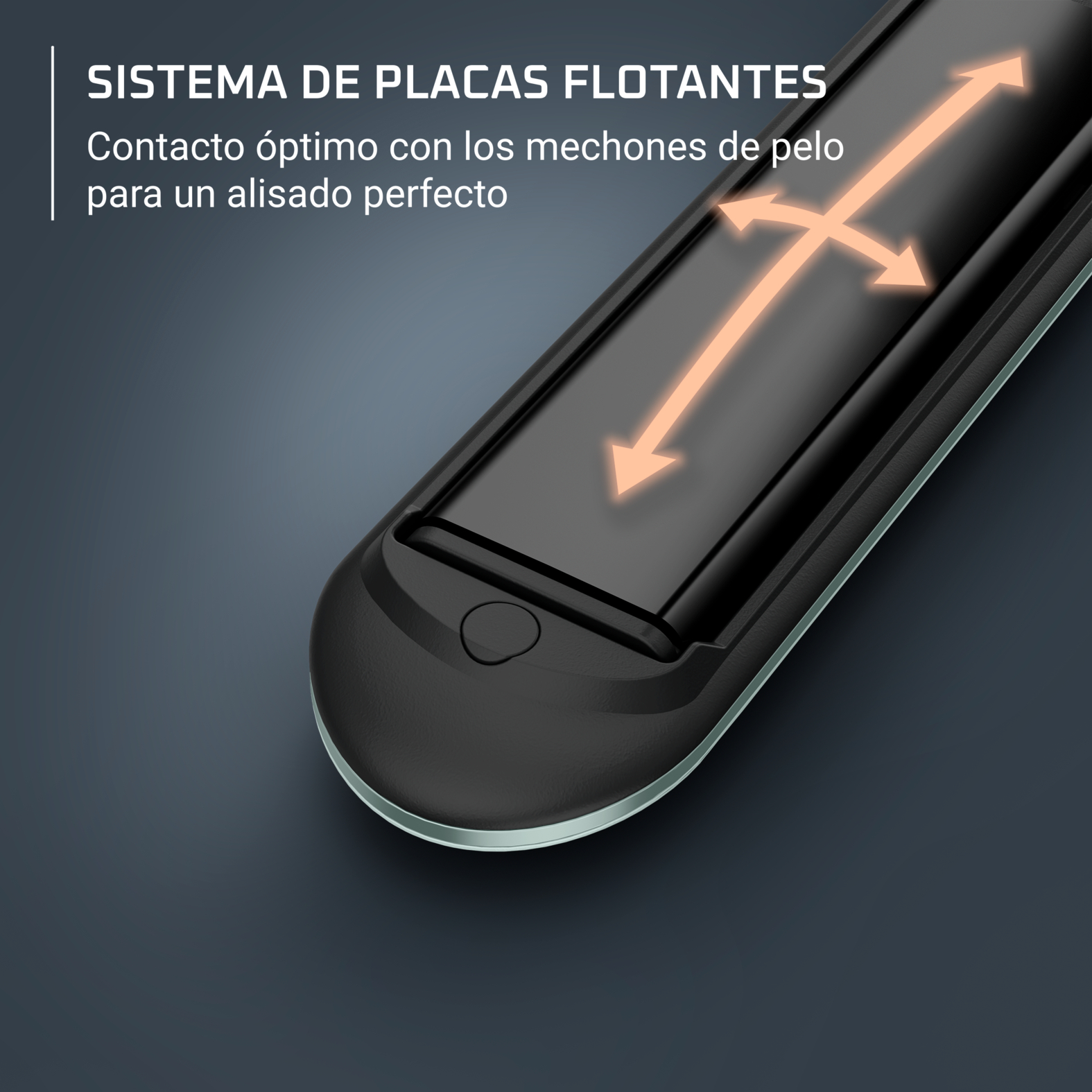 Primer plano de la plancha mostrando placas flotantes y flechas de movimiento.