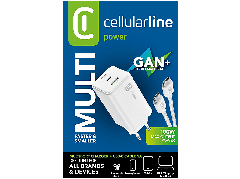 Thumbnail - CELLULAR LINE Multipower 100W Kit Ladegerät Universal, Weiß