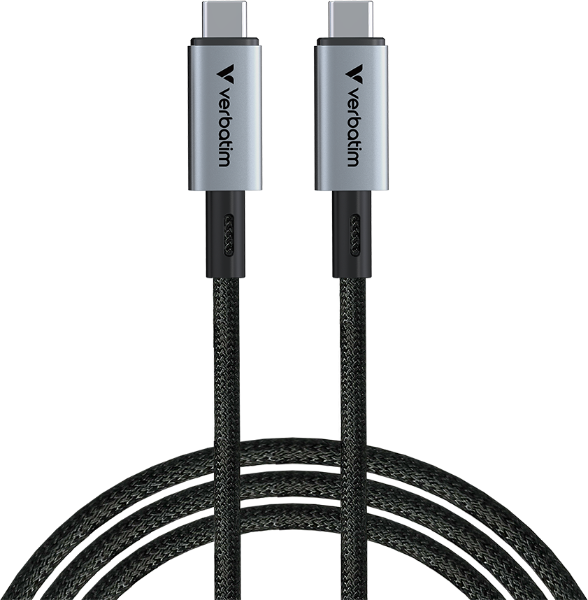 VERBATIM Sync & Charge USB4 Type-C összekötő kábel, max 240W, 40Gbps, 120 cm, fekete (31847)