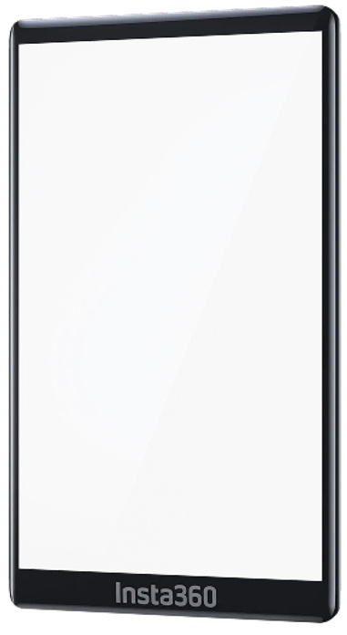 Fekete tablet fehér képernyővel és az Insta360 logóval alul.