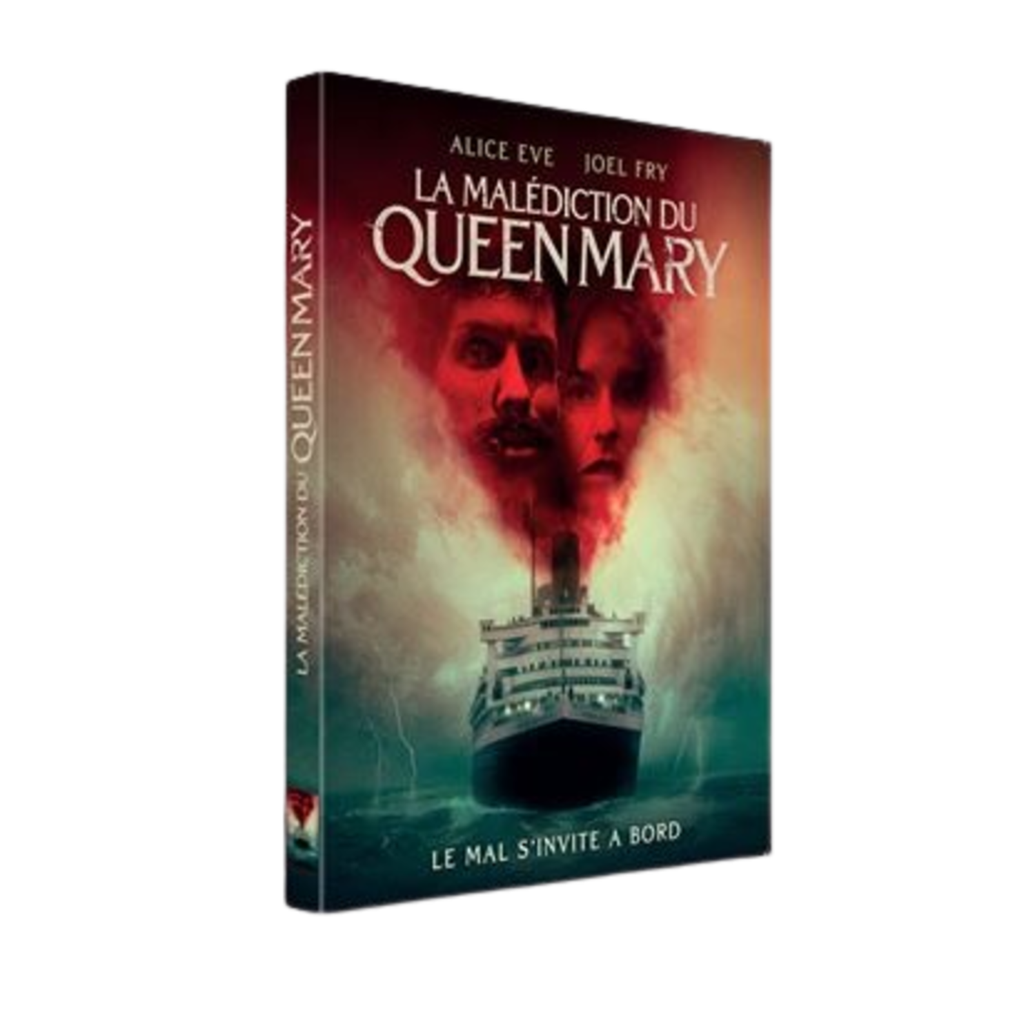 DVD-hoes met filmposter. Een schip met rode schoorsteen op de cover.