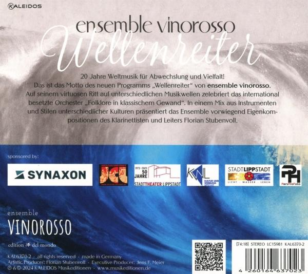 CD-Cover, Text: ensemble vinorosso, Wellenreiter, Text auf Deutsch.
