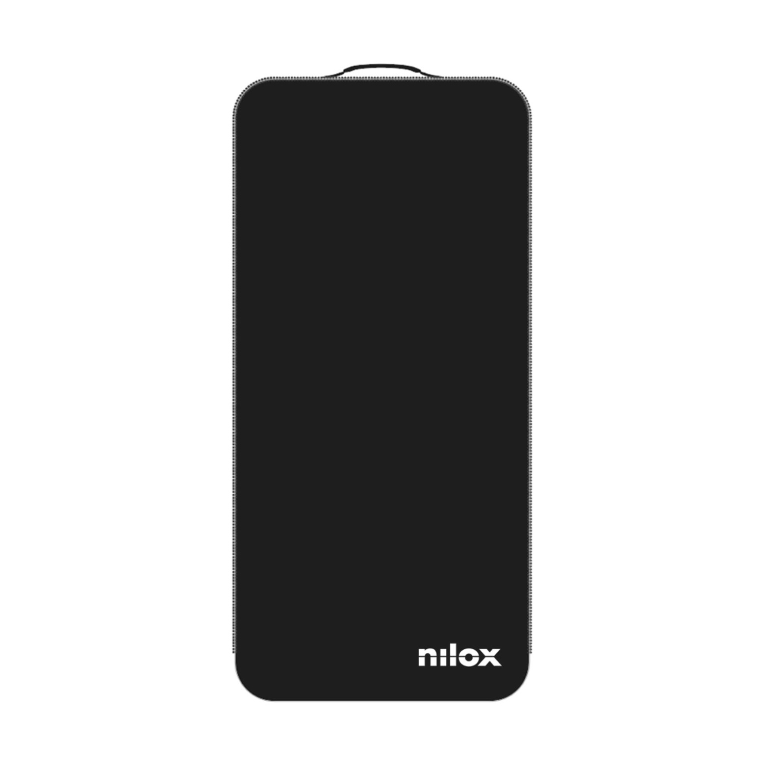 Tappetino nero con logo 'nilox' su sfondo bianco.
