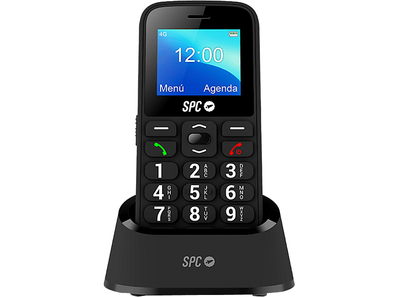 Móvil - SPC Fortune 2 4G, Negro, 48 MB Memoria interna, 128MB RAM, 1000 mAh, Sin sistema operativo, Teclas Grandes, Botón SOS, Radio FM