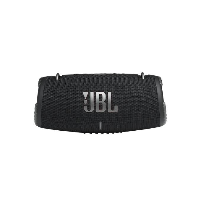 Altavoz JBL negro con el logo JBL en la parte frontal.