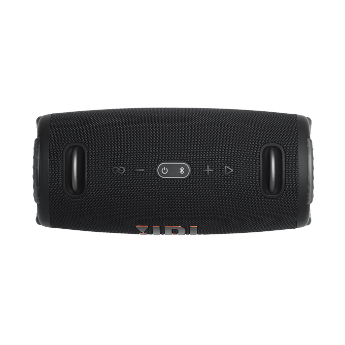 Altavoz JBL negro con botones en la parte superior.