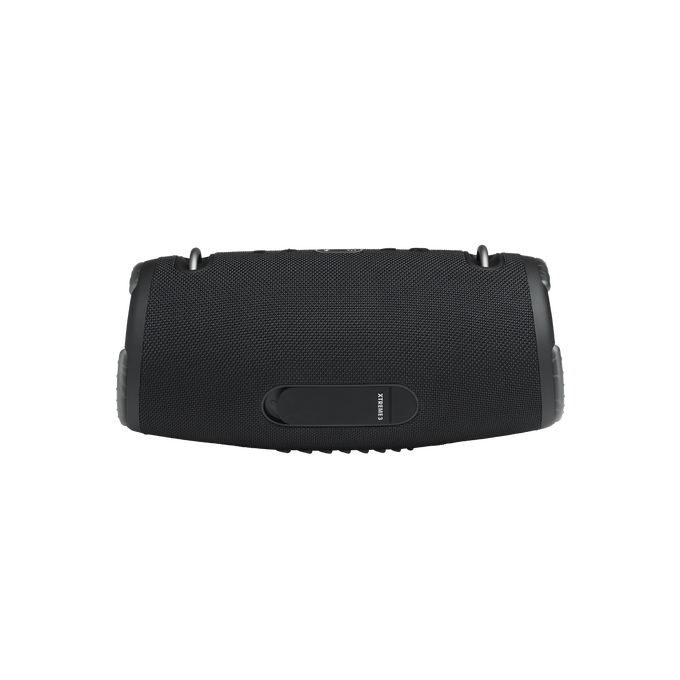 Altavoz JBL negro con asa en la parte trasera.