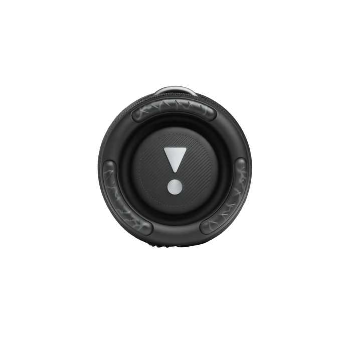 Extremo del altavoz JBL negro con un signo de exclamación blanco.