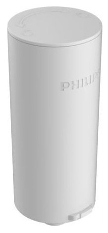 Biały, cylindryczny obiekt z wytłoczonym logo Philips.