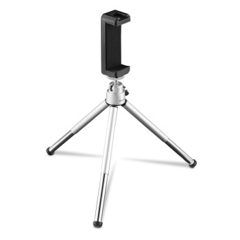 Akıllı telefon veya kamera için gümüş tripod.