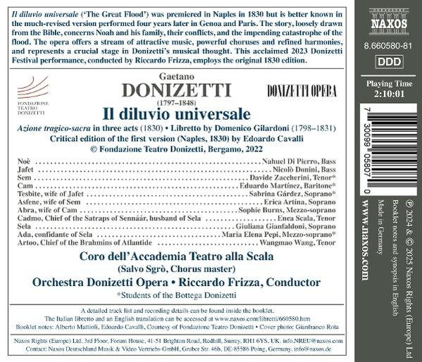CD-Cover mit Text über eine Oper. Text auf Englisch und Italienisch. Weißer Hintergrund.