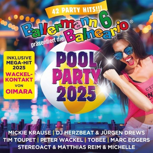 Albumcover: Party-Thema, Pool Party 2025, Frau mit Sonnenbrille.