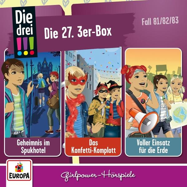 Cover mit drei Comic-Panels. Mädchen in verschiedenen Outfits und Szenen. Text und Logo unten.