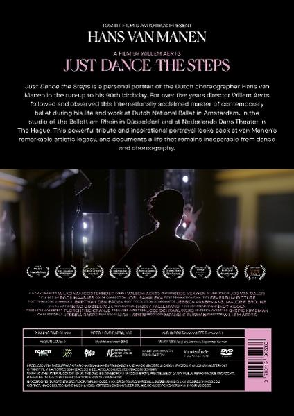 Filmplakat: Tänzer-Silhouette auf Bühne. Rosa Text: Just Dance The Steps.