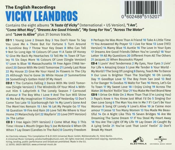 Albumcover von Vicky Leandros mit Text und Titeln. Universal-Logo unten rechts.