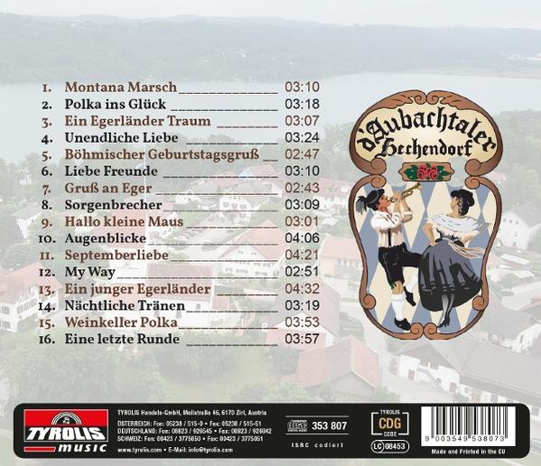 Album-Rückseite mit Titelliste, Bandillustration und Tyrolis Music-Logo.