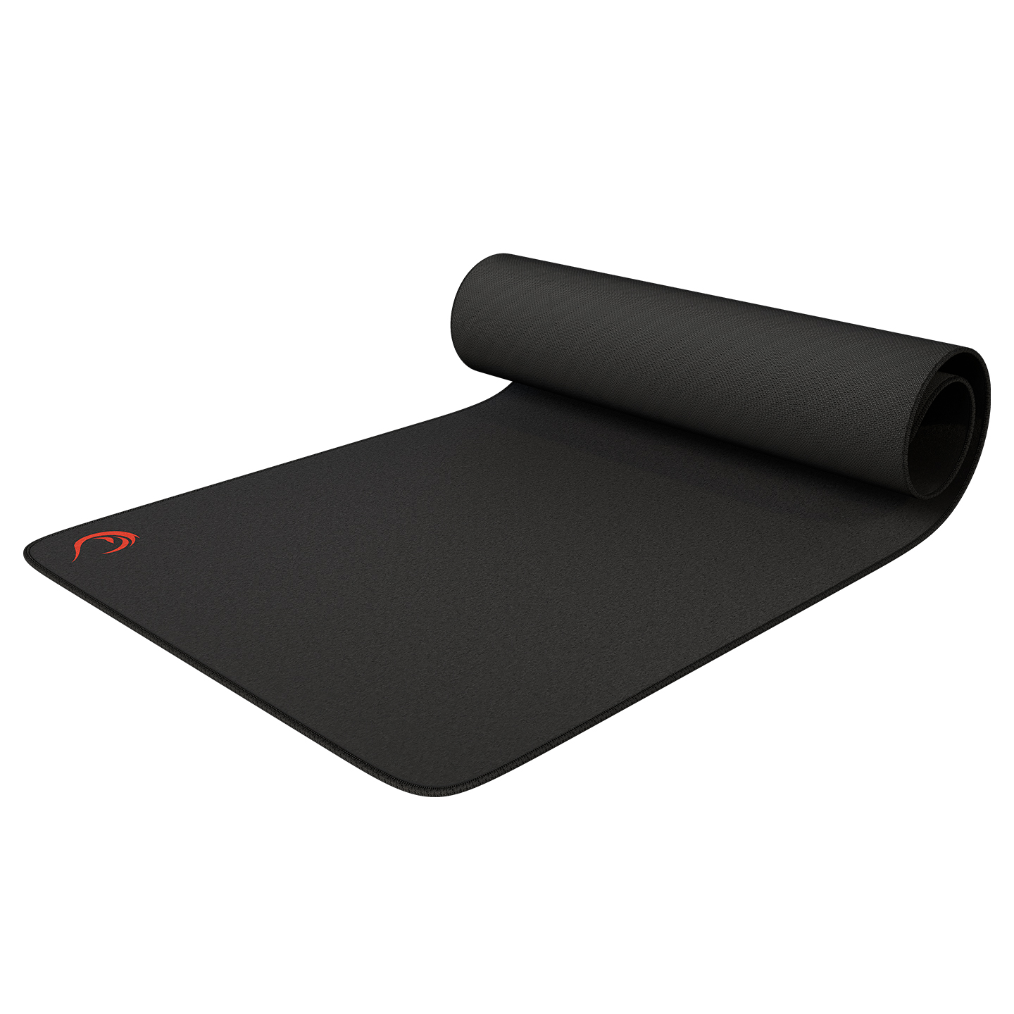Bir tarafı kıvrılmış siyah mousepad.