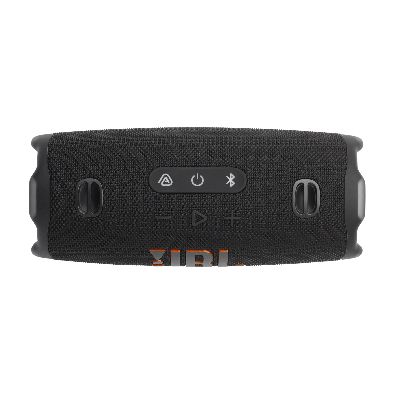 Vista superior del altavoz JBL Charge 6 negro, botones.