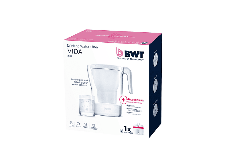 BWT 815481 vida, Tischwasserfilter + 1 Filterkartusche, 2.6 Liter, Weiß — Foto 5 von 5