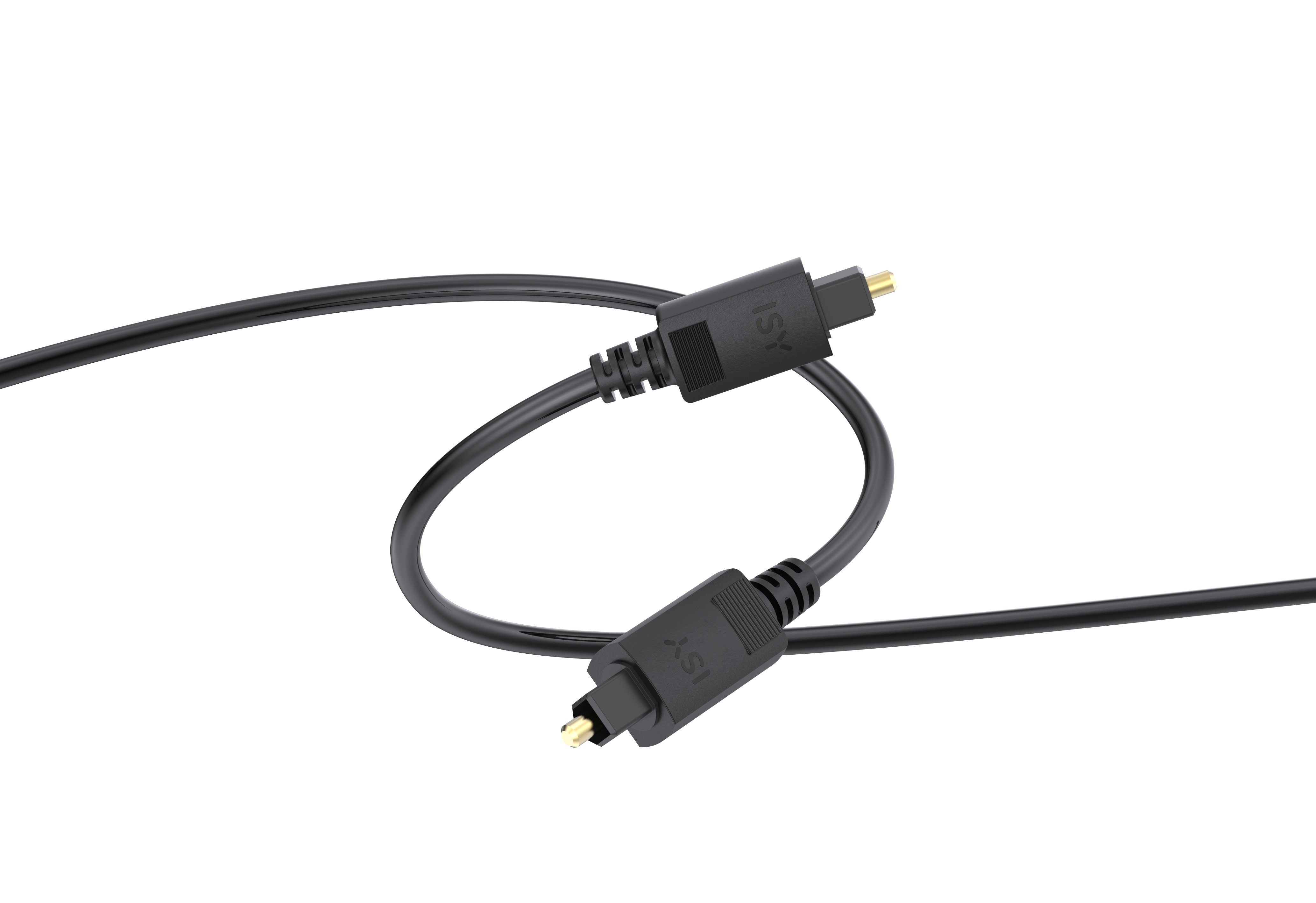 Czarny kabel audio z dwoma złączami Toslink.