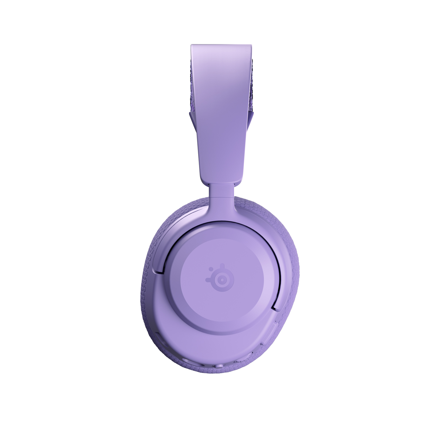 Casque sans fil Arctis Nova 3P violet, vue arrière, sur fond blanc, présentant le logo.