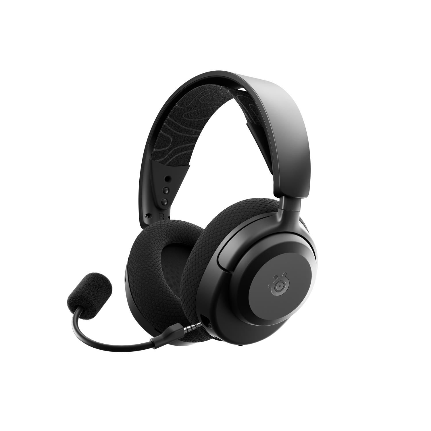 Casque Arctis Nova 3X Wireless noir. Comprend un microphone, des oreillettes et un bandeau. Fond sombre.